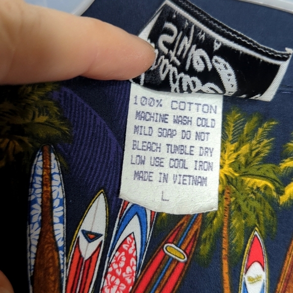 Paradise Style Hawaii Vintage Tropical Button Down Surf Shirt Blue Casual L - Picture 9 of 12